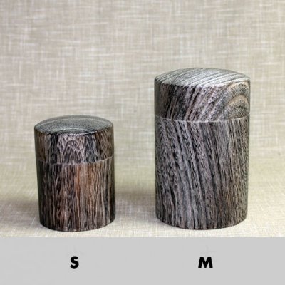 Photo2: Tea Caddy wooden fired wood tea container made from natural wood size:M