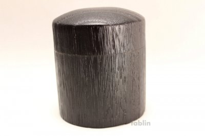 Photo1: Tea Caddy Japanese wooden fired black wood tea container size:S