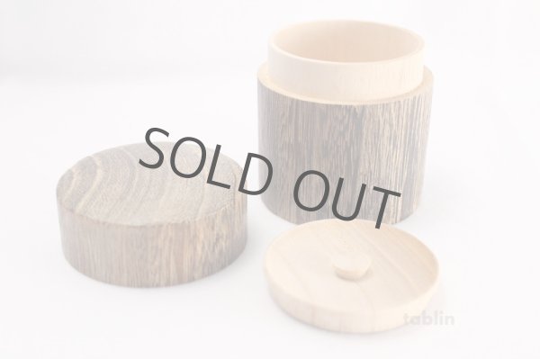 Photo3: Tea Caddy wooden fired wood tea container made from natural wood size:S (3)