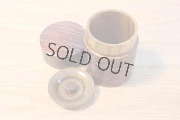 Photo4: Tea Caddy Japanese wooden lacquering tea container made from natural wood (4)