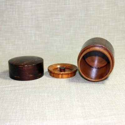Photo1: Tea Caddy Japanese wooden lacquering tea container made from natural wood