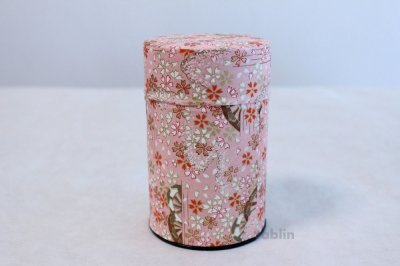 Photo1: Tea Caddy Japanese paper tea container Sakura M
