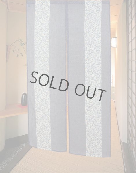 Photo2: Noren Japanese Echizen curtain Sarasa flower W85cm x H150cm (2)