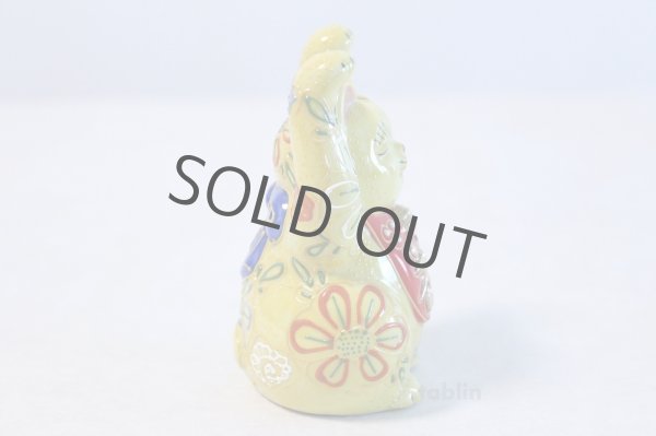 Photo4: Japanese Lucky Cat Kutani yaki ware Porcelain Banzai yellow H 10.5cm (4)