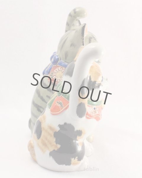 Photo5: Japanese Lucky Cat Kutani yaki ware Porcelain Maneki Neko Kinsai mori5 (5)