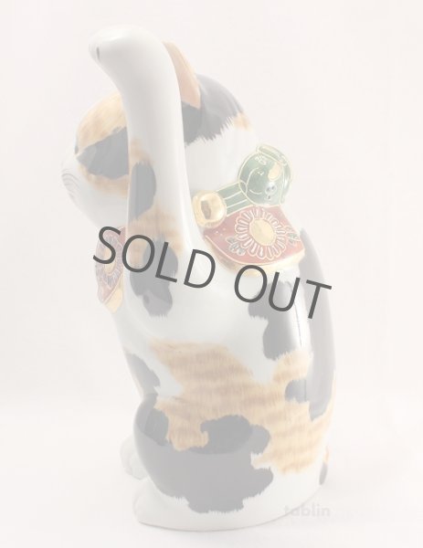 Photo5: Japanese Lucky Cat Kutani yaki ware Porcelain Maneki Neko mikeneko H27.5cm (5)