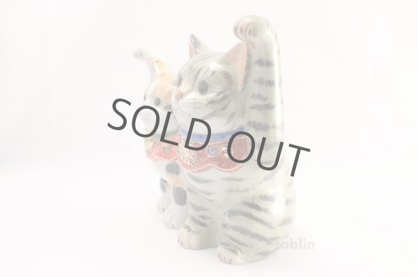 Photo4: Japanese Lucky Cat Kutani yaki ware Porcelain Maneki Neko Kinsai mori5 (4)