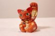 Photo1: Japanese Lucky Cat Kutani Porcelain Maneki Neko cha mori left hand H13.5cm  (1)