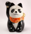 Photo1: Japanese Lucky Cat Kutani yaki ware Porcelain Maneki Neko Panda  (1)