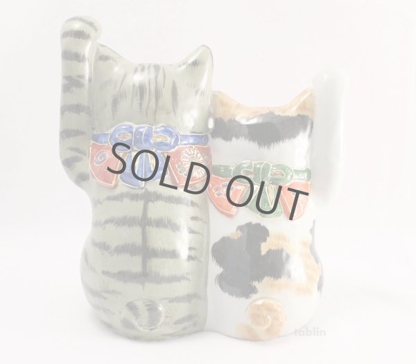 Photo3: Japanese Lucky Cat Kutani yaki ware Porcelain Maneki Neko Kinsai mori5 (3)