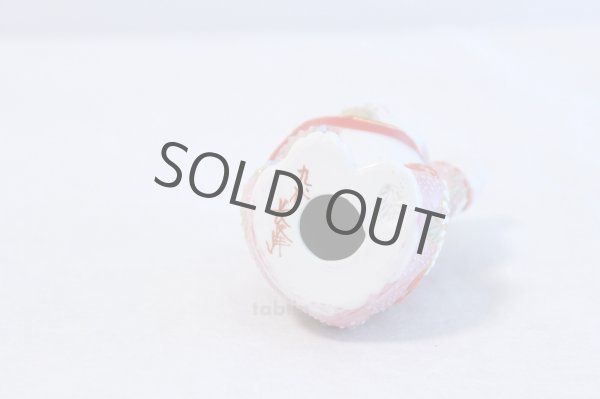 Photo4: Japanese Lucky Cat Kutani Porcelain Maneki Neko pink mori left hand H9.5cm  (4)