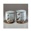 Photo8: Hagi ware Senryuzan climbing kiln Japanese tea cups madara white glaze set of 2 (8)