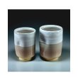 Photo2: Hagi ware Senryuzan climbing kiln Japanese tea cups hime cray dimple set of 2 (2)