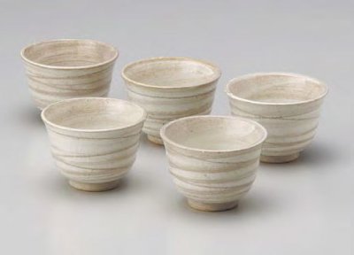 Photo3: Tokoname yaki ware hainagashi Japanese tea cup (set of 5)