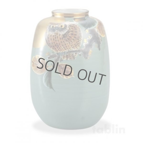 Photo2: Kutani yaki ware natume Owl gold High Quality Japanese vase ,H24.5cm (2)