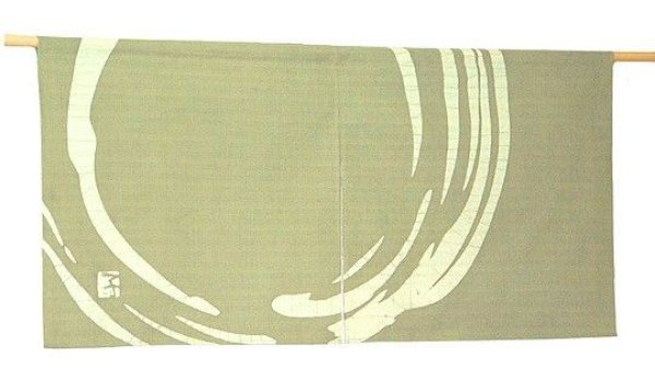 Photo1: Kyoto Noren SB Japanese Rozome wax resist textile blackishgreen 85cm x 43cm (1)