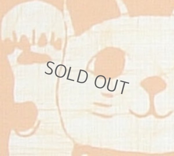 Photo2: Kyoto Noren SB Japanese batik door curtain Manekine LuckyCat mustard 85cm x 45cm (2)