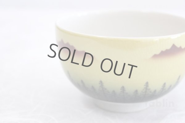 Photo4: Kutani porcelain tea bowl forest mountains chawan Matcha Green Tea Japanese (4)