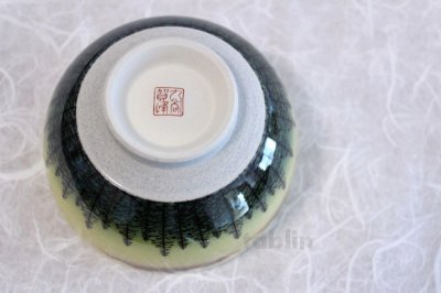 Photo3: Kutani porcelain tea bowl forest mountains chawan Matcha Green Tea Japanese