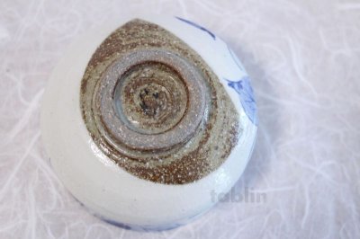 Photo3: Kutani porcelain tea bowl deep blue camellia chawan Matcha Green Tea Japanese