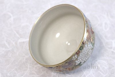 Photo1: Kutani ware tea bowl Hanazume Gold color glaze chawan Matcha Green Tea Japanese