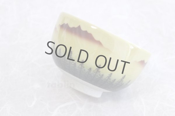 Photo5: Kutani porcelain tea bowl forest mountains chawan Matcha Green Tea Japanese (5)