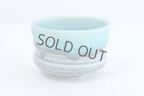 Photo3: Minoyaki ware tea bowl Turquoise blue mat tabi chawan Matcha Green Tea Japan (3)