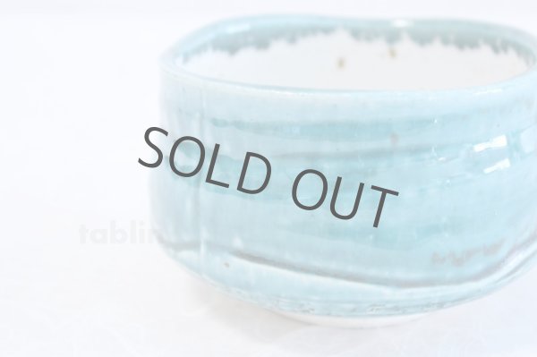 Photo3: Tokoname ware Japanese matcha tea bowl chawan wan turquoise blue waters iguchi (3)