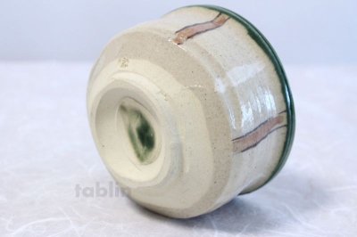 Photo1: Mino yaki ware Japanese tea bowl Fuchi Oribe chawan Matcha Green Tea