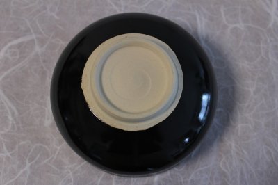 Photo1: Kiyomizu Kyoto porcelain Japanese matcha tea bowl chawan Rinzan black blue-dot