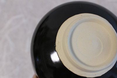 Photo2: Kiyomizu Kyoto porcelain Japanese matcha tea bowl chawan Rinzan black blue-dot