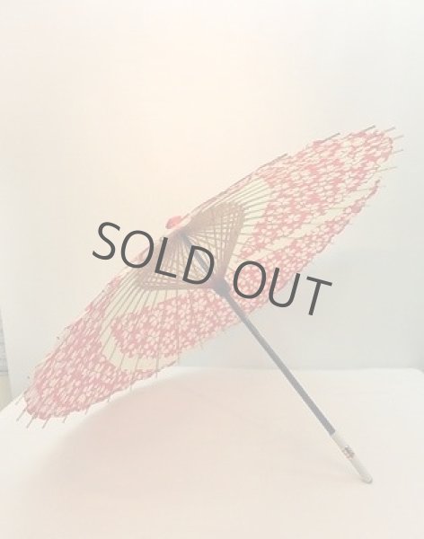 Photo3: Japanese umbrella bull's-eye Bangasa Wagasa bamboo arabesque design sakura red (3)