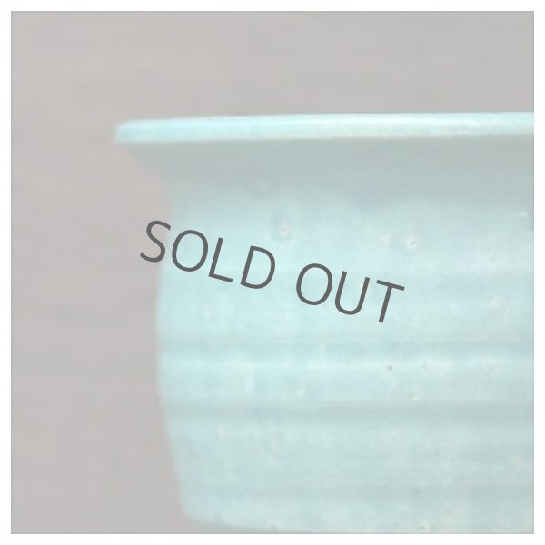 Photo2: Shigaraki Japanese bonsai plant garden tree pottery pot turquoise blue H85mm (2)