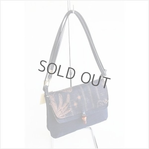 Photo2: Japanese dyeing Kakishibu persimmon tannin pouch bag handmade aizome maka W25cm (2)