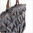 Photo2: Japanese TOTE hand bag handmade SwanLake daia gray W43cm (2)