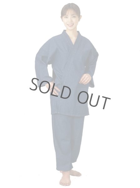Photo2: Japanese Separated Kimono traditional style denim cotton SAMUE unisex 2 set (2)