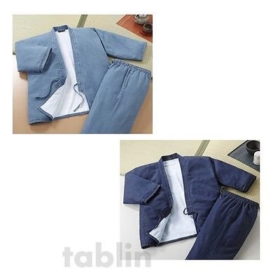 Photo2: Japanese Separated Kimono traditional style denim cotton SAMUE for Men