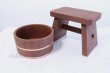 Photo1: Japanese Kakishibu brown Bath Stool & Basin Set natural wood (1)