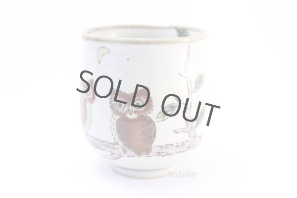 Photo3: Kutani yaki ware Yunomi owl ren Japanese tea cup (set of 2) (3)