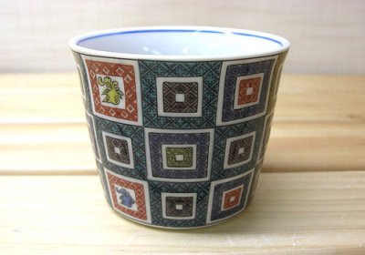 Photo3: Kutani yaki ware Kokutani Iroe Ishidatami Japanese tea,sake cup
