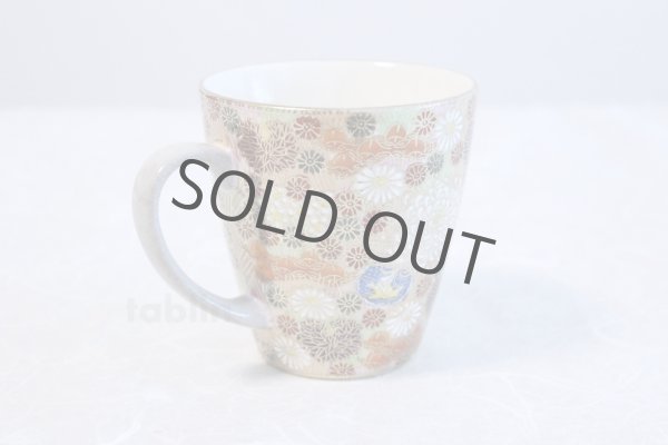 Photo2: Kutani porcelain Japanese tea coffee cups M3 Hanazume set of 2 (2)