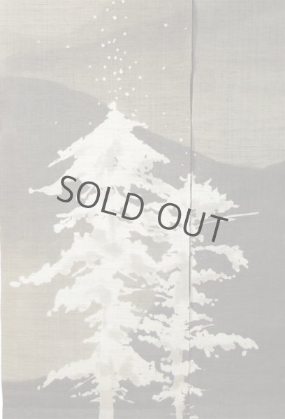 Photo2: Noren Mitsuru Japanese linen door curtain Kakishibuzome snow scene 88 x 150cm (2)