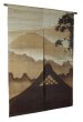 Photo1: Noren Mitsuru Japanese linen door curtain Kakishibu dye country inaka 88 x 150cm (1)