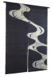 Photo1: Noren Mitsuru Japanese linen door curtain kusakizome river 88 x 150cm (1)