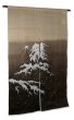 Photo1: Noren Mitsuru Japanese linen door curtain Kakishibu snow tree 88 x 150cm (1)