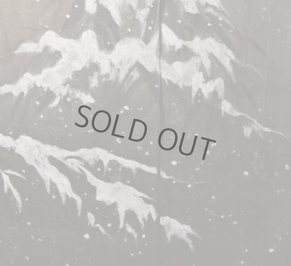 Photo2: Noren Mitsuru Japanese linen door curtain Kakishibu snow tree 88 x 150cm (2)