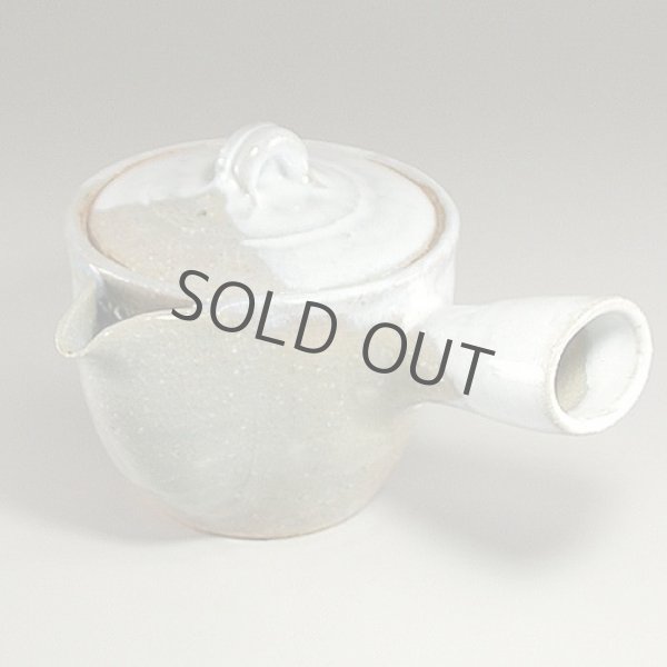 Photo12: Hagi ware Senryuzan climbing kiln Japanese tea pot kyusu Kake white glaze 280ml (12)