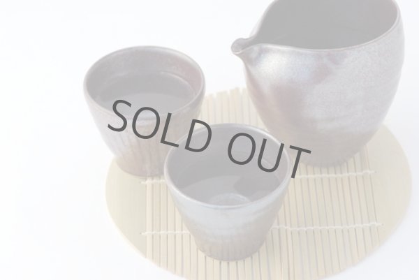 Photo5: Arita porcelain Japanese sake bottle & cups set tessa Fujimaki kiln reishuki (5)
