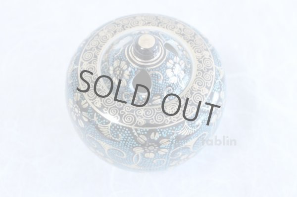 Photo5: Kutani Porcelain Japanese incense burner Aotibu tessen ten H10cm (5)