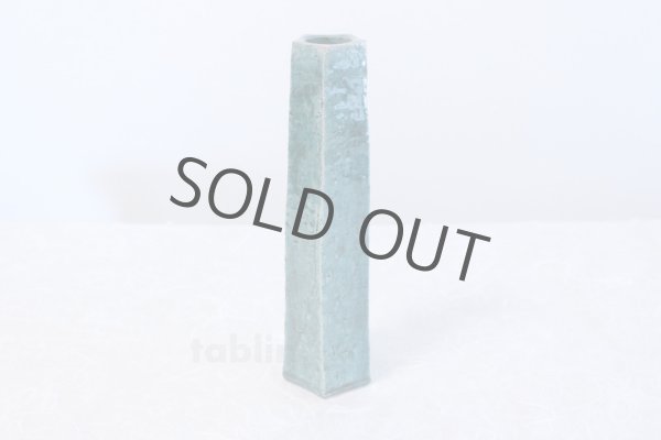 Photo3: Tokoname yaki ware turquoise blue glaze Japanese vase H24 (3)